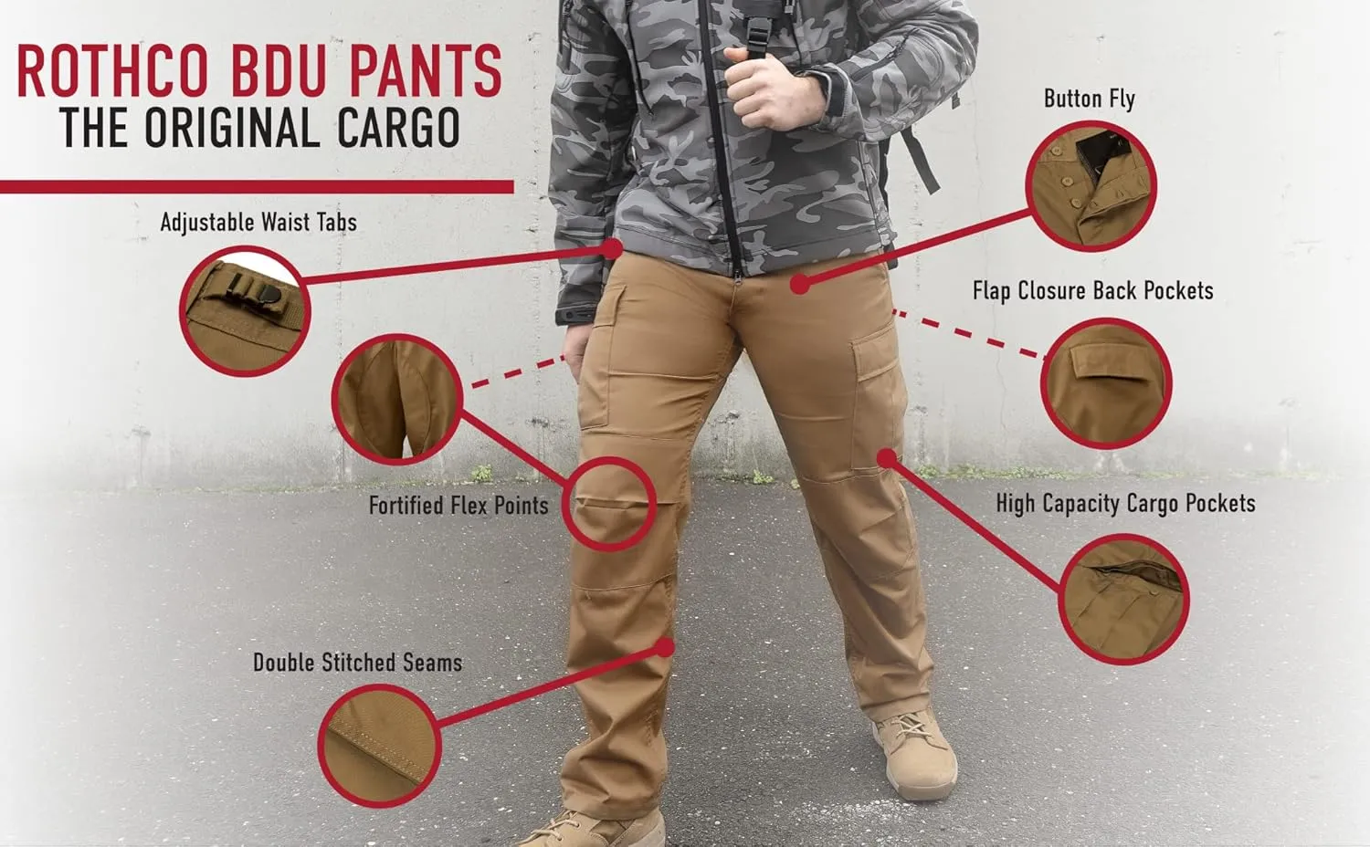 Rothco Camo Tactical BDU Pants Camo Cargo Pants