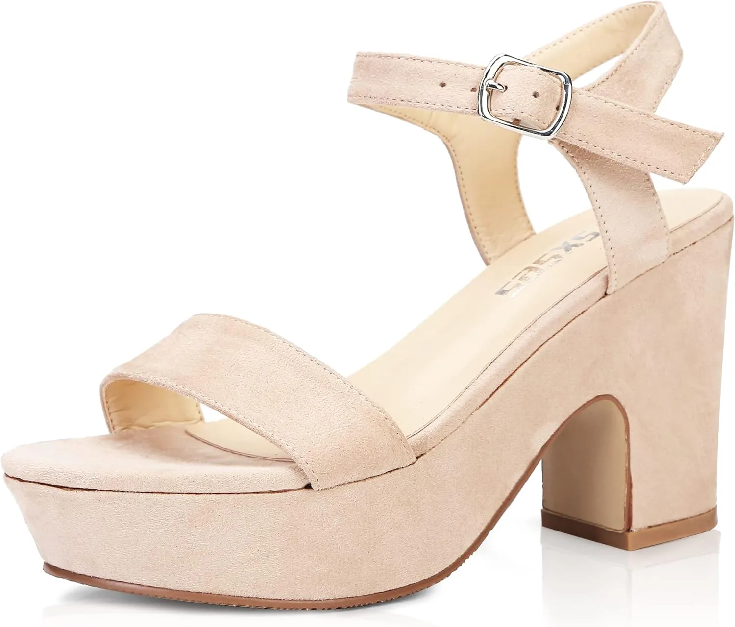 rsxses Women's Suede Platform Heels Sandals Peep Toe Fashion Wedding Sexy Dress Block Chunky Wedges High Heel Ankle Strap Pumps