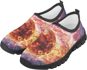 Running Shoes Boys Girls Slip On Sneakers Breathable Mesh Casual Walking Shoes Loafers Non Slip Sports Shoe Black Sole Size 11-15