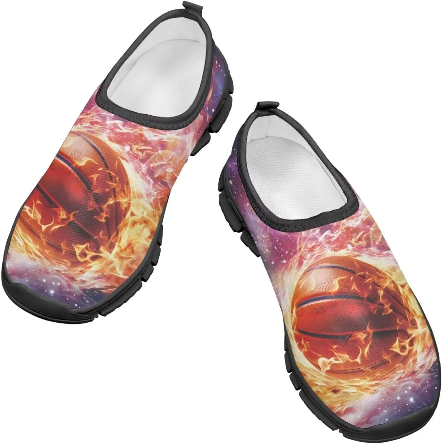 Running Shoes Boys Girls Slip On Sneakers Breathable Mesh Casual Walking Shoes Loafers Non Slip Sports Shoe Black Sole Size 11-15