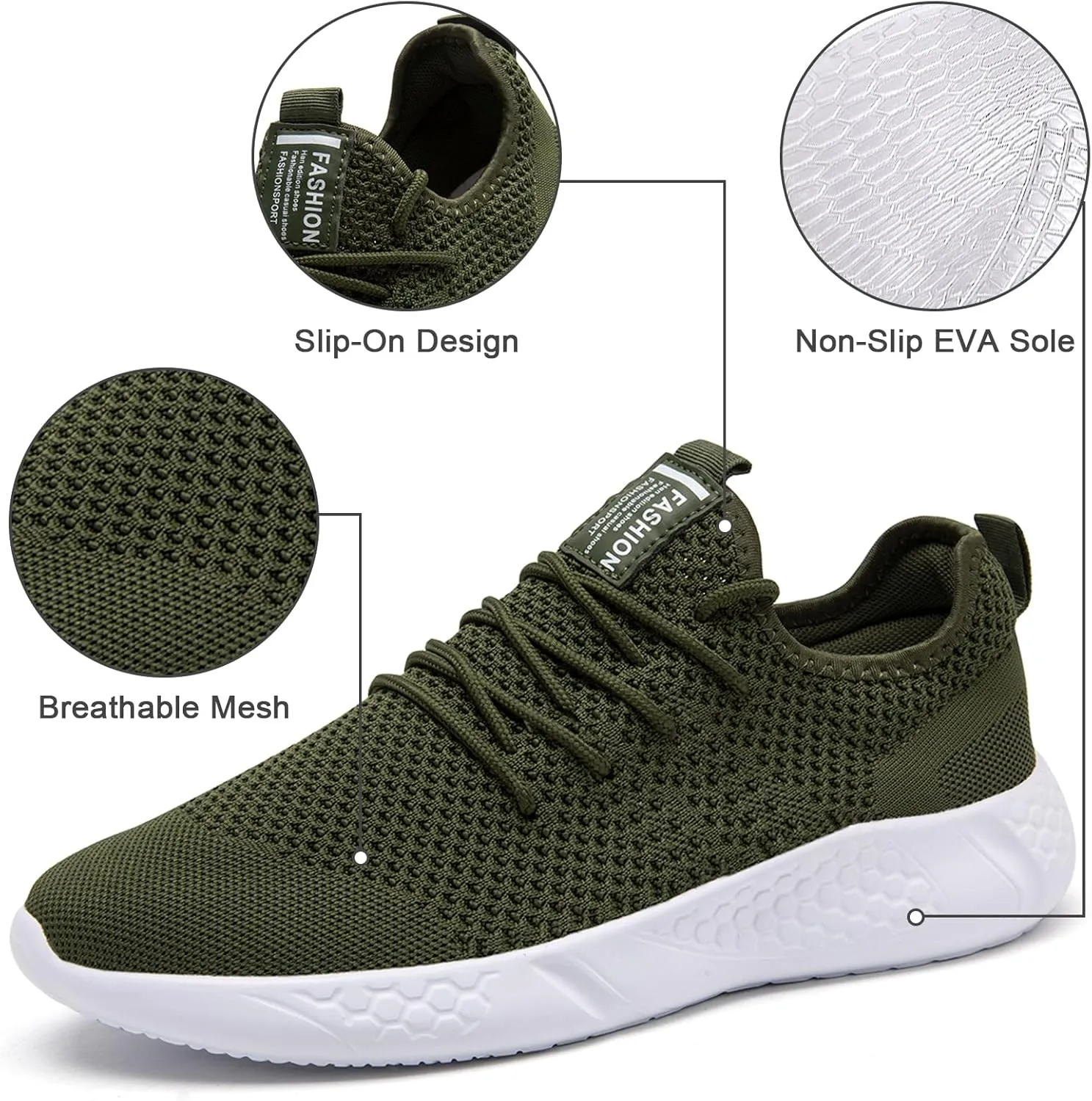 Running Shoes for Men Sneakers Tennis Gym Workout Slip On Casual Athletic Lightweight Breathable Walking Comfortable