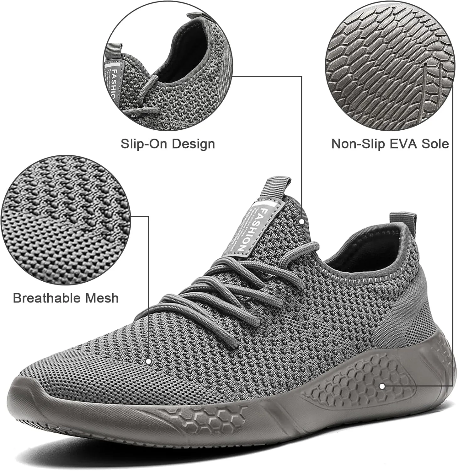 Running Shoes for Men Sneakers Tennis Gym Workout Slip On Casual Athletic Lightweight Breathable Walking Comfortable