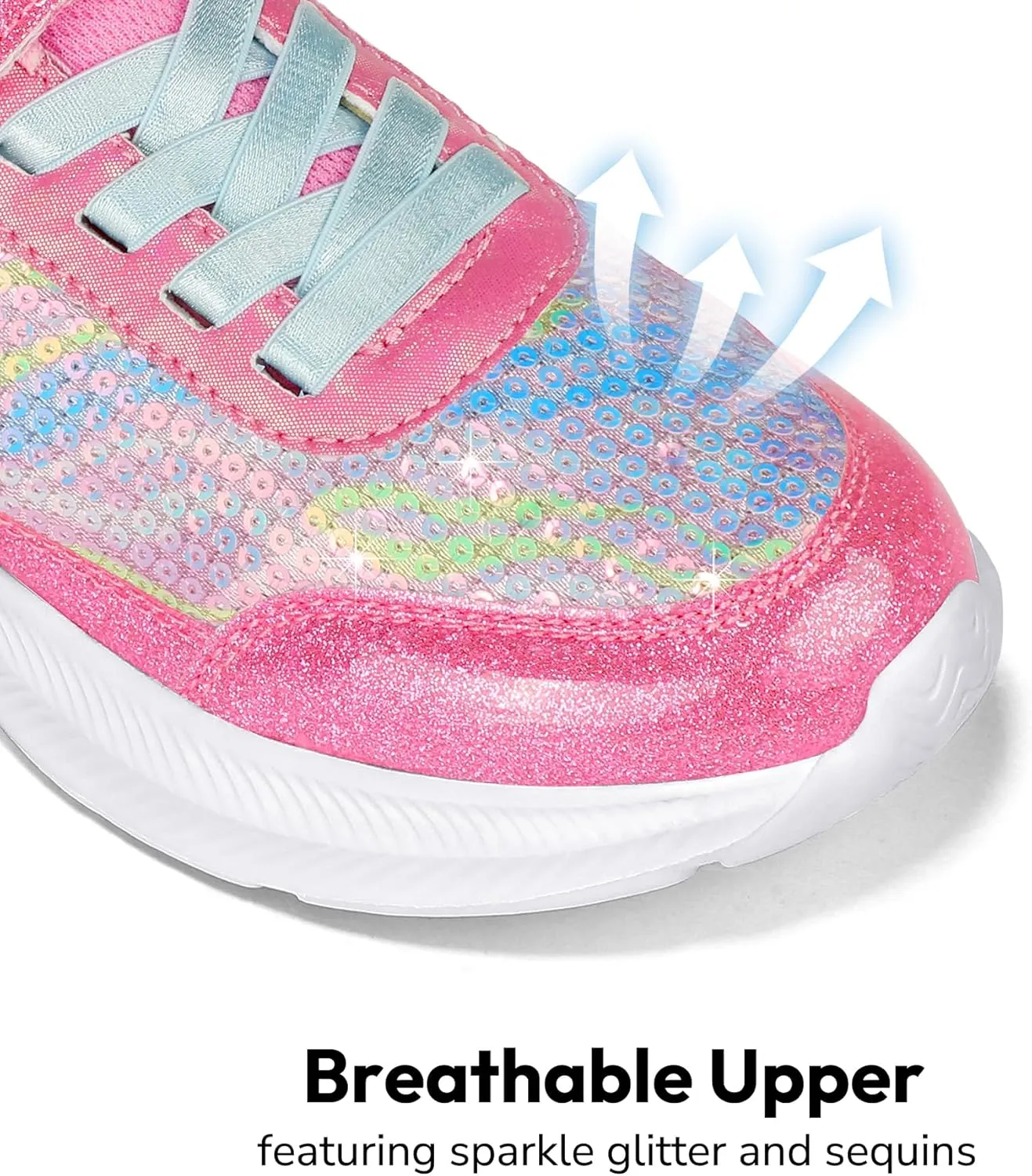 RUNSIDE Toddler Sneakers Girls Sparkle Sequins Walking Shoes, Kids Lightweight Tennis Sneakers with Hook and Loops
