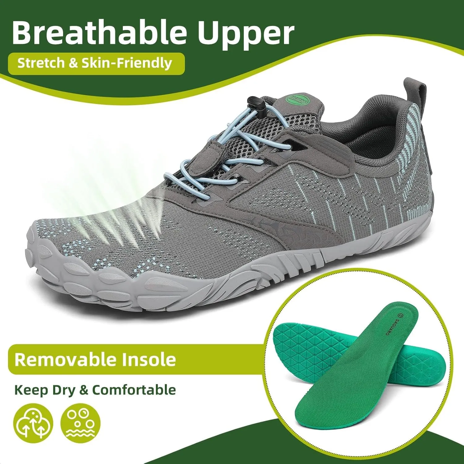 SAGUARO Womens Mens Barefoot Shoes Minimalist Trail Runner Wide Toe Box Zero Drop Outdoor Cross Training Shoe