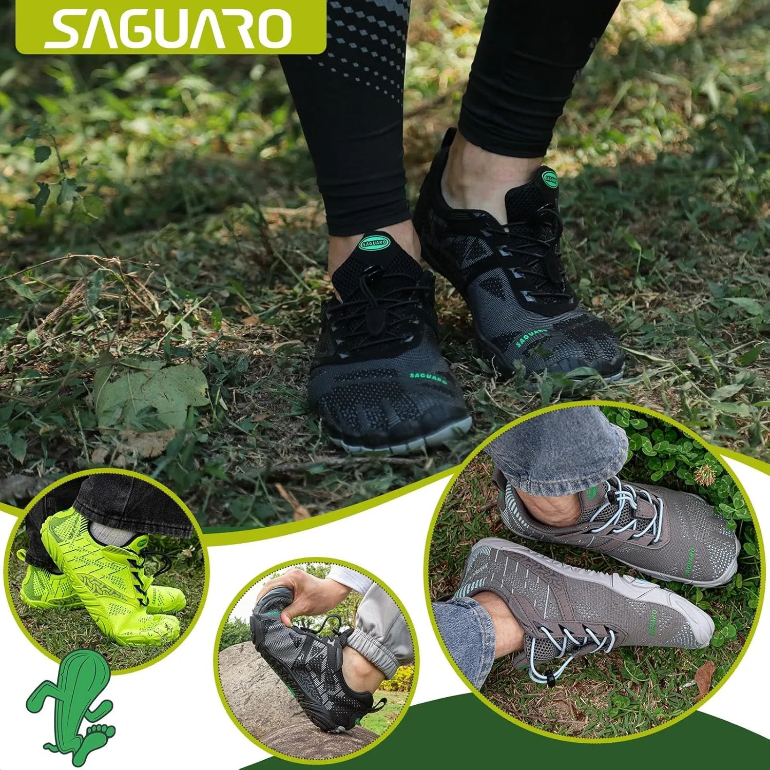 SAGUARO Womens Mens Barefoot Shoes Minimalist Trail Runner Wide Toe Box Zero Drop Outdoor Cross Training Shoe