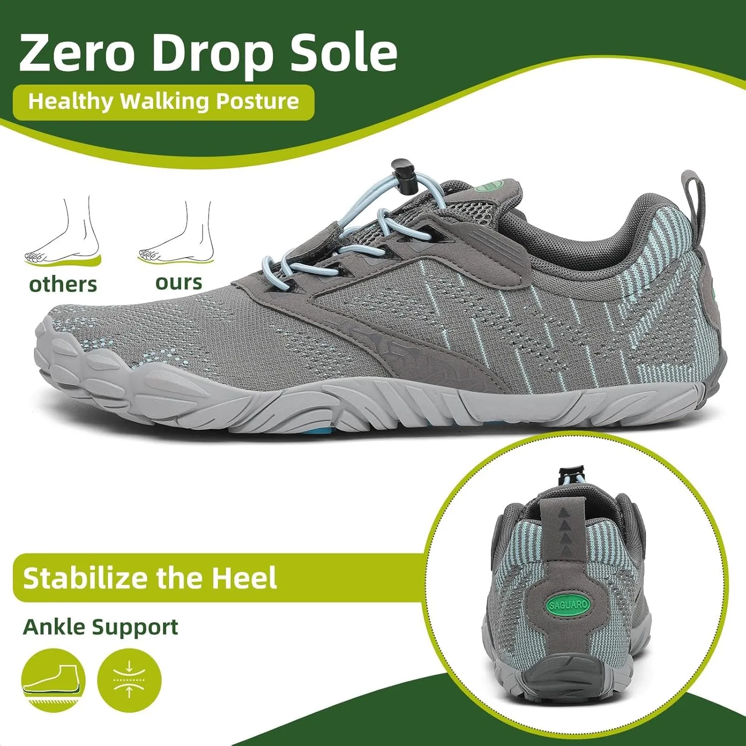 SAGUARO Womens Mens Barefoot Shoes Minimalist Trail Runner Wide Toe Box Zero Drop Outdoor Cross Training Shoe