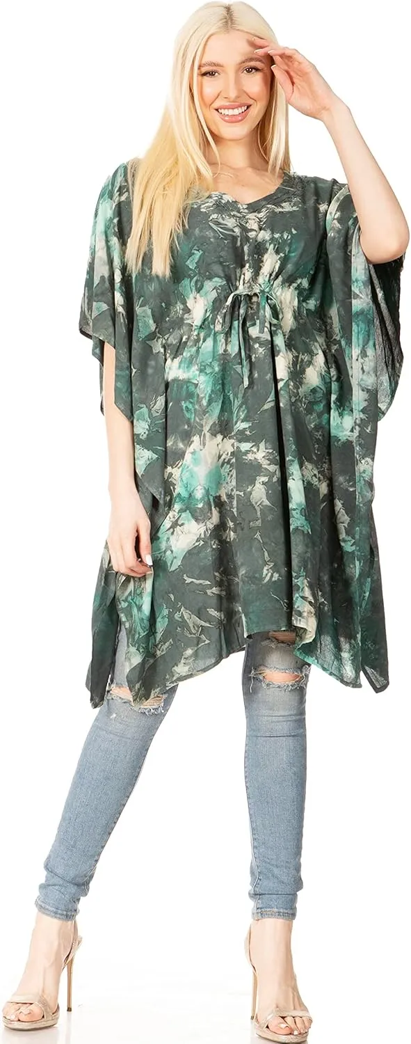 Sakkas Marcy Women's Caftan Top Tunic Dress V Neck Loose Summer Boho Swing Coverup