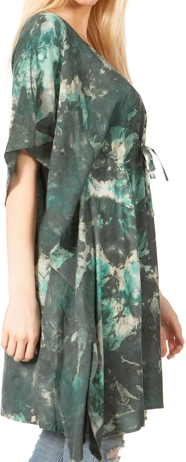 Sakkas Marcy Women's Caftan Top Tunic Dress V Neck Loose Summer Boho Swing Coverup