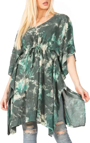 Sakkas Marcy Women's Caftan Top Tunic Dress V Neck Loose Summer Boho Swing Coverup