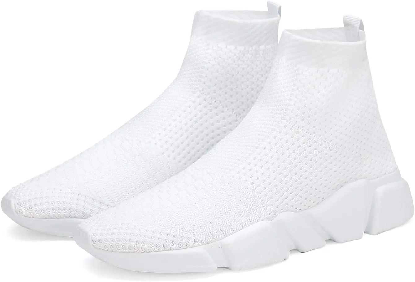 Santiro Walking Shoes for Men Lightweight High Top Sneakers Breathable Knit Athletic Running Shoes Fashion Gym Sports Shoes