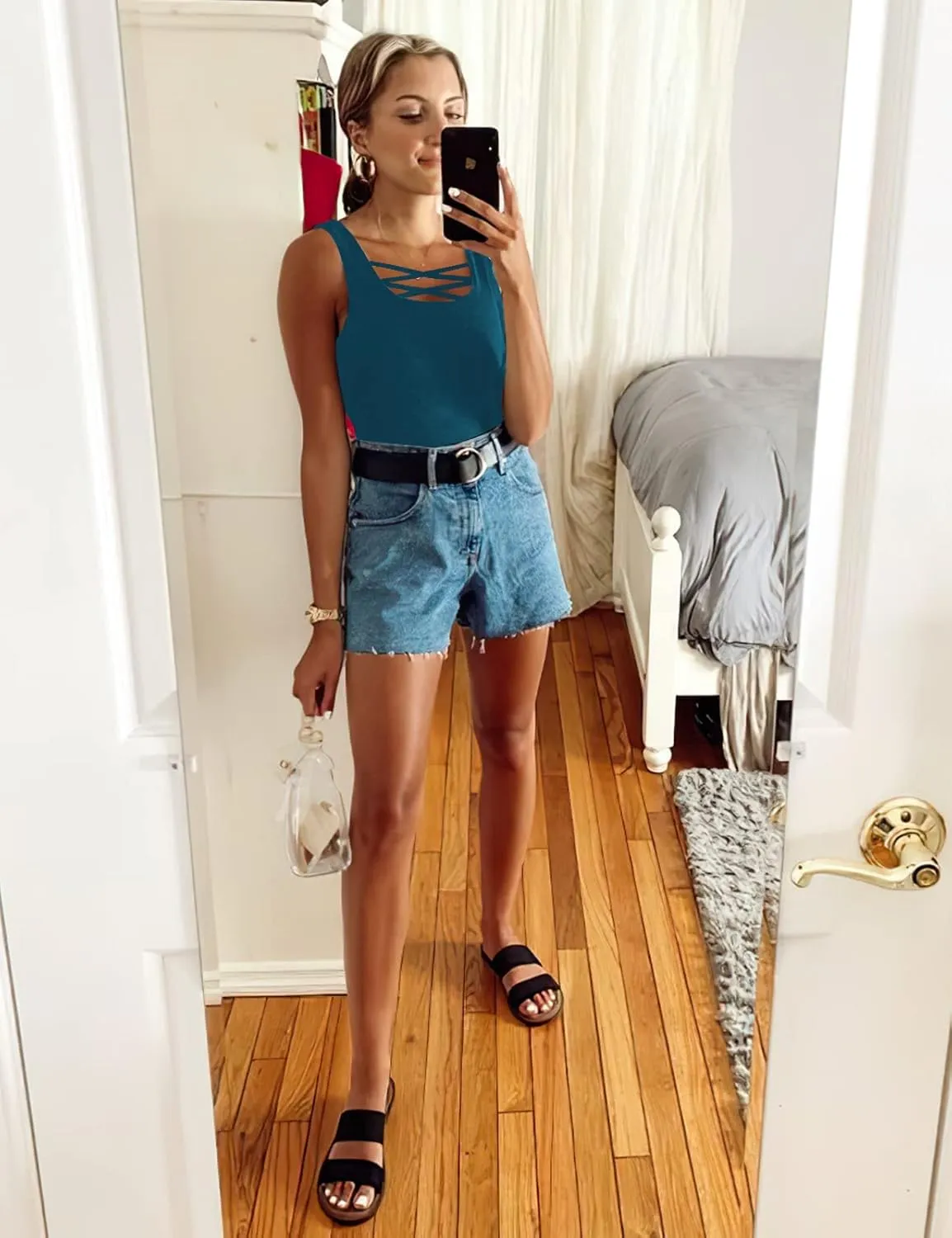 Sarin Mathews Womens Tank Tops Summer Sleeveless Shirts Criss Cross Casual Basic Tee Shirts Tops Blouses