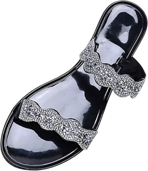 Scalloped Strap Slippers for Women Indoor And Outdoor Girls Basic Slide On Shower Bathroom Sandals