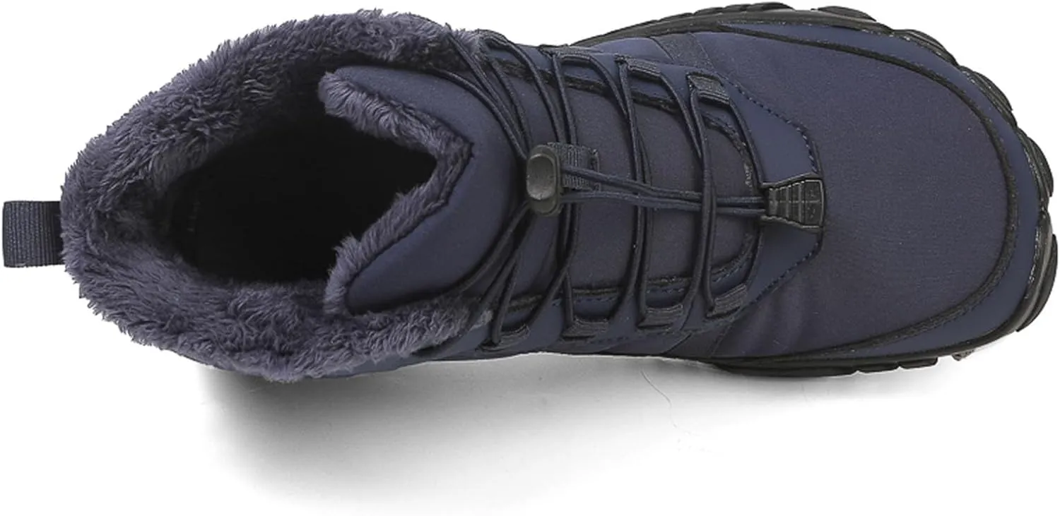 SECHRITE Barefoot Hiking Boots for Women Men Waterproof Winter Barefoot Shoes Warm Snow Boots Zero Drop Wide Toe Box Non-Slip Hike Walking Shoes