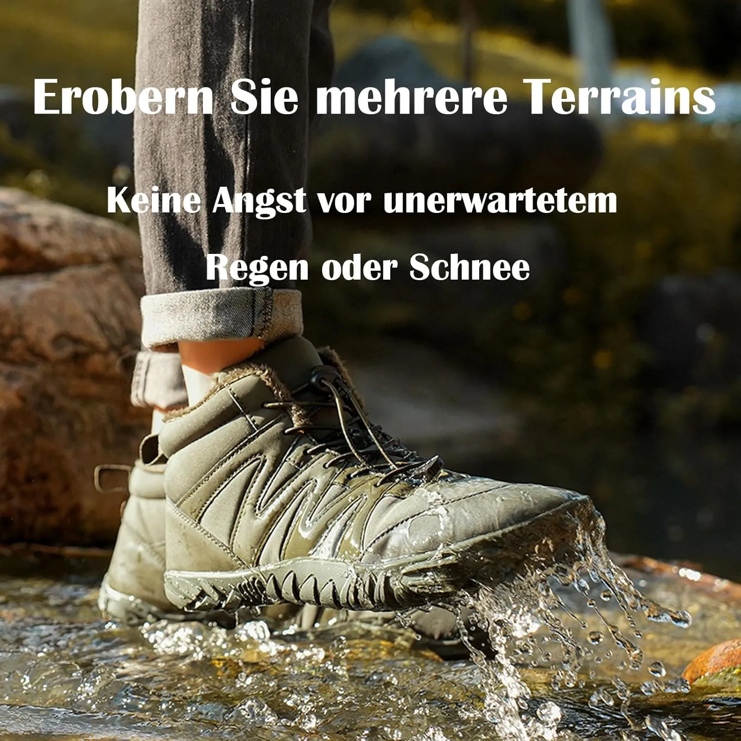SECHRITE Hike Barefoot Shoes Womens Mens Winter Barefoot Boots Wide Toe Box Non-Slip Walking Boots Zero Drop Sole