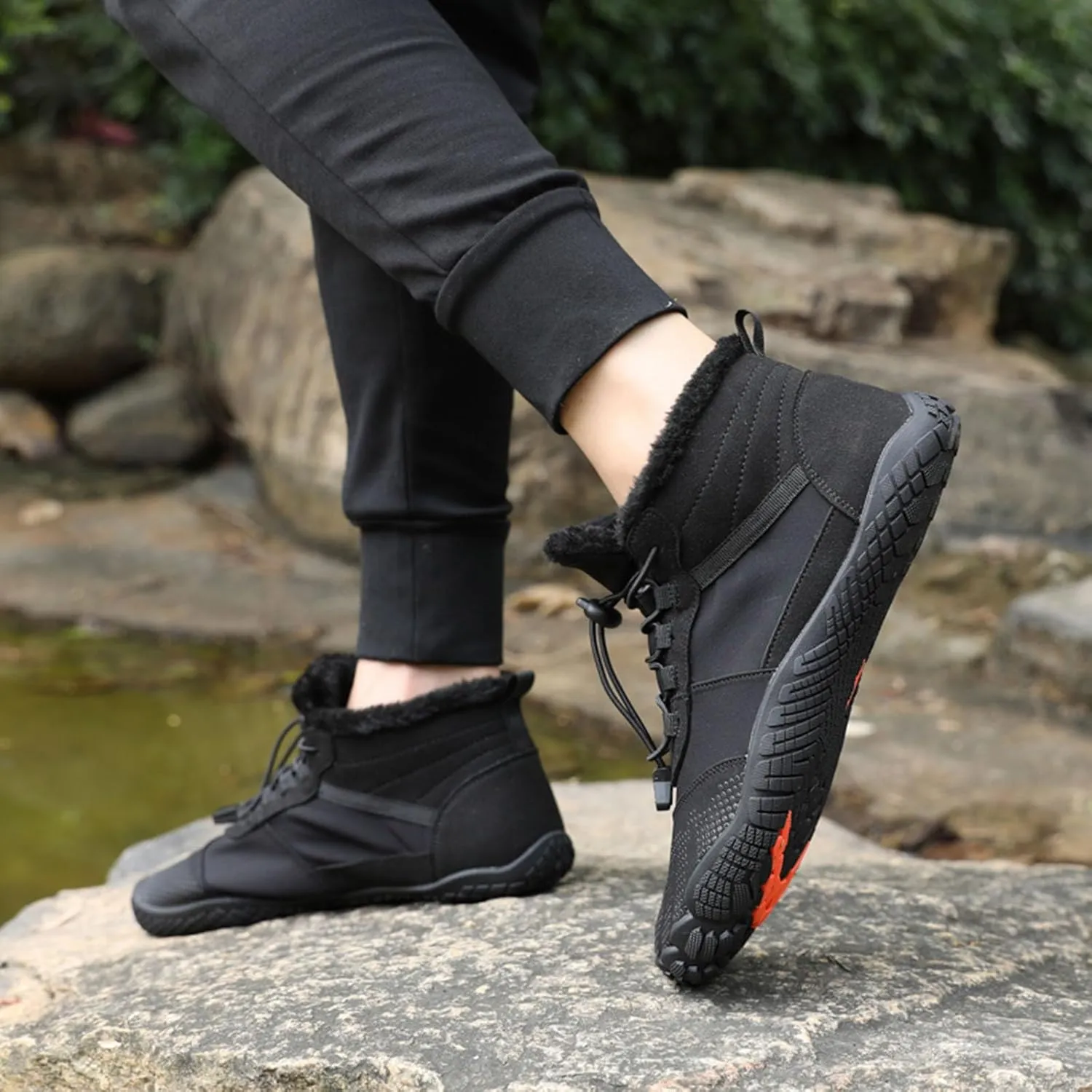SECHRITE Mens Womens Barefoot Minimalist Shoes Winter Boots Zero Drop Sole Trail Running Sneakers Wide Toe Box
