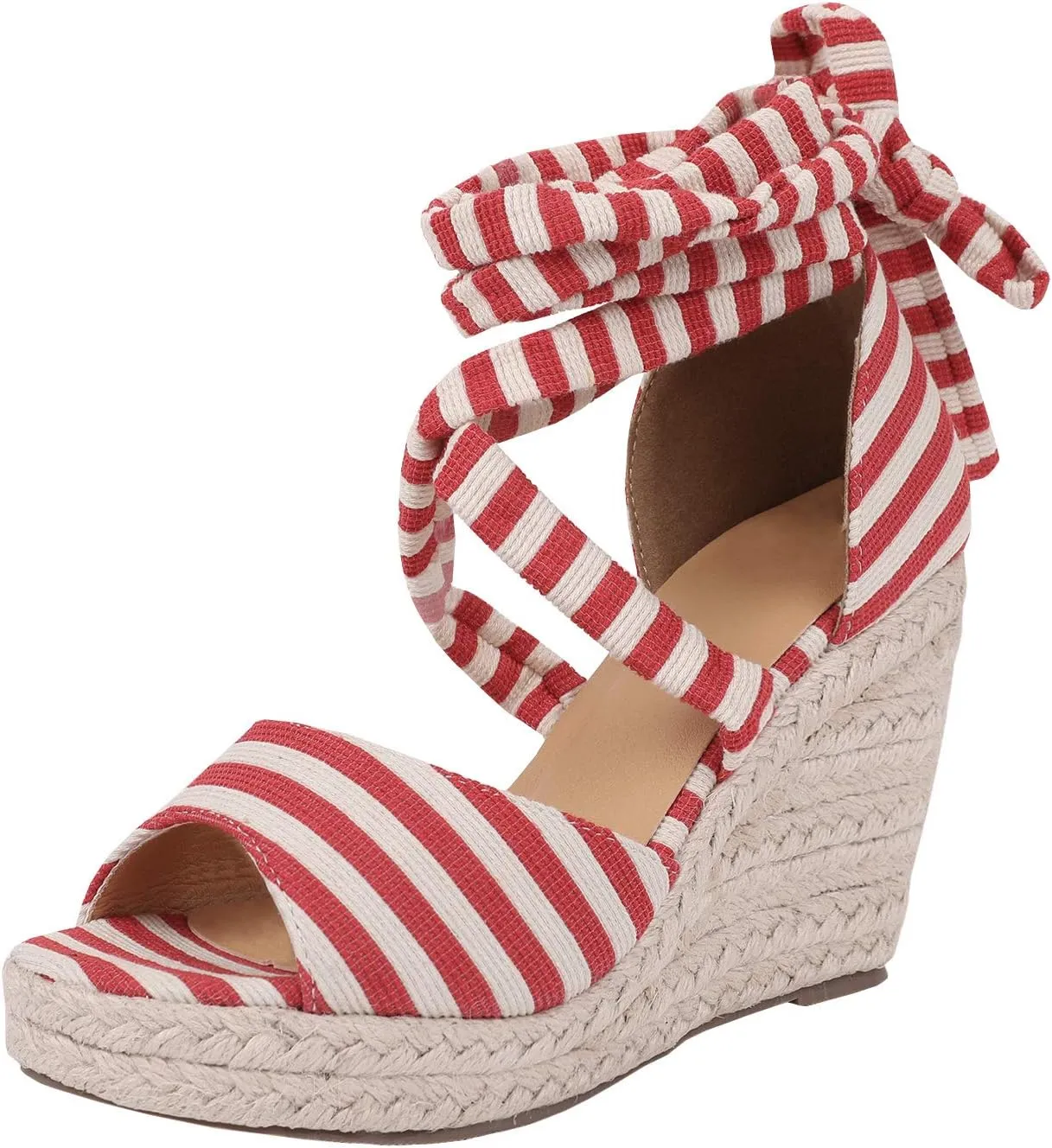 SERAIH Womens Lace up Espadrilles Platform Wedges Sandals Heels Tie Ankle Strap Summer Dress Shoes
