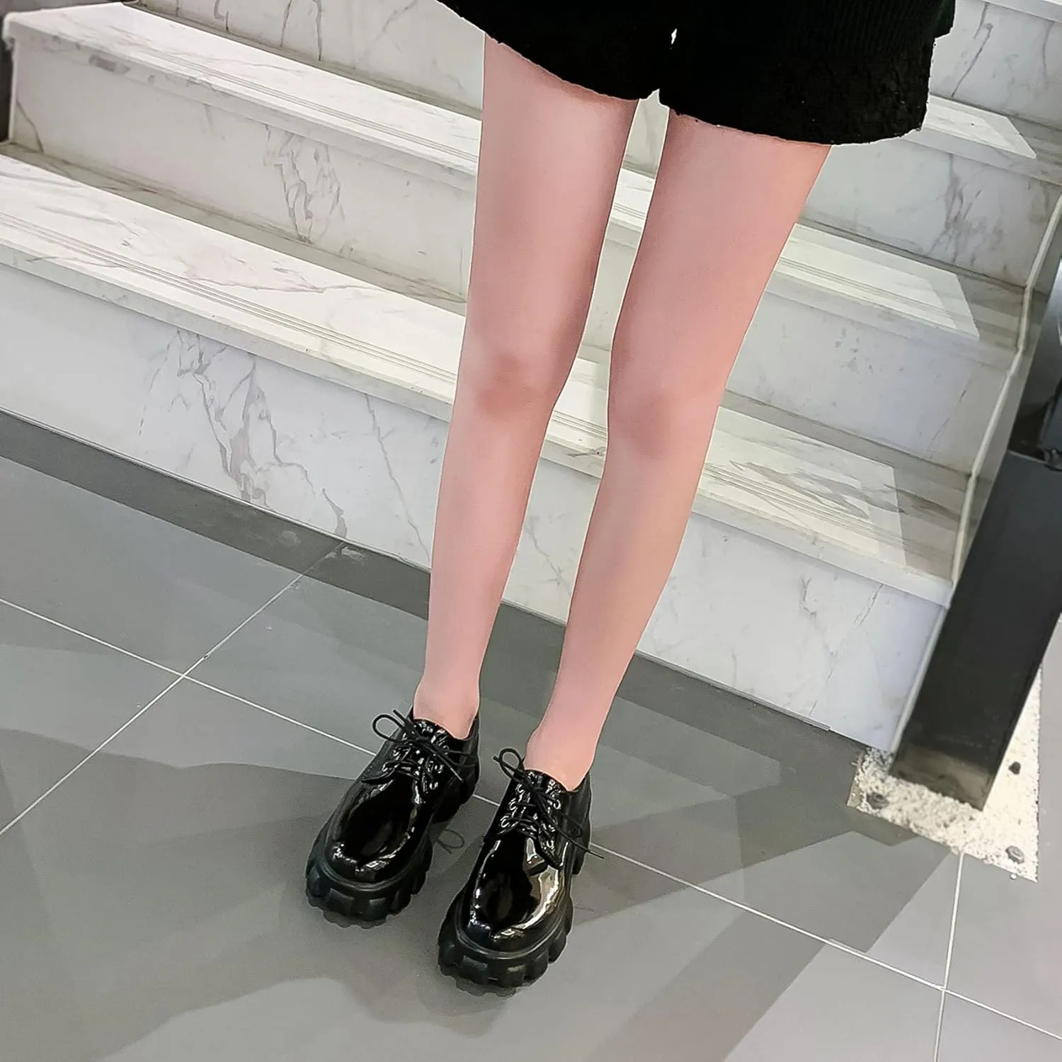 SHEMEE Women's Platform Oxfords Chunky Heels Loafer Lug Sole Lace Up Derby Shoes Comfort Business Work Office Dress Pumps