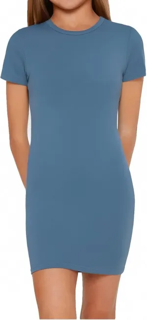 SHENHE Girl's Basic Short Sleeve Crew Neck Bodycon T Shirt Pencil Mini Dresses