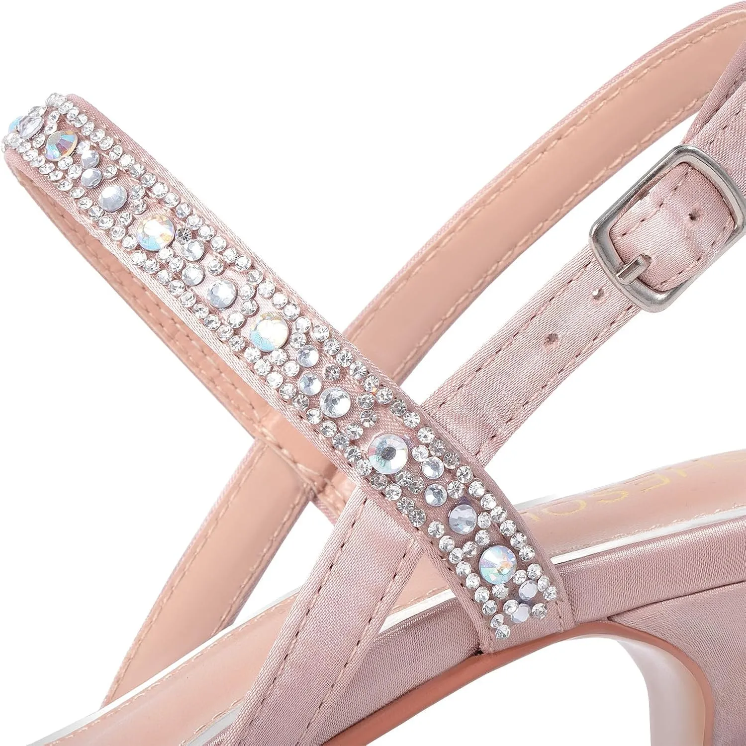 SheSole Womens Heels Sandals Sparkly Dress Shoes Low Kitten Heel Rhinestone Bride Wedding Shoes Black Silver Gold White
