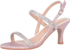 SheSole Womens Heels Sandals Sparkly Dress Shoes Low Kitten Heel Rhinestone Bride Wedding Shoes Black Silver Gold White