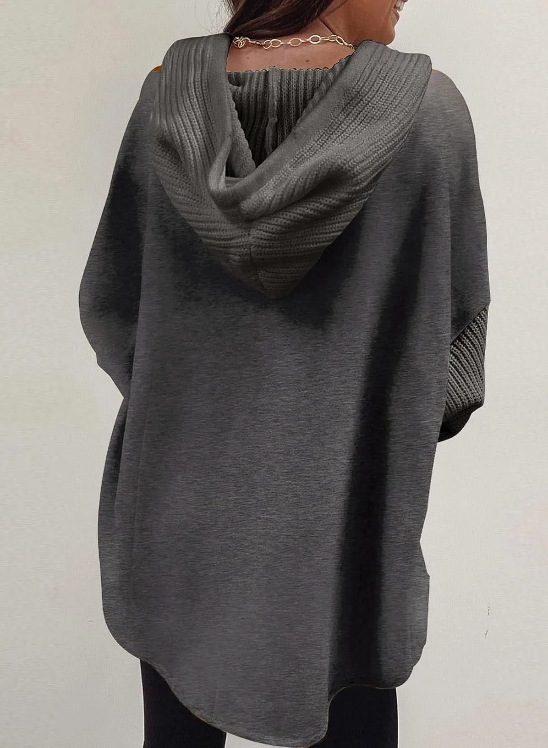 SHEWIN Oversized Sweatshirt for Women Loose Fit Casual Long Sleeve Button Hooded Sweatshirts Hoodies with Pocket