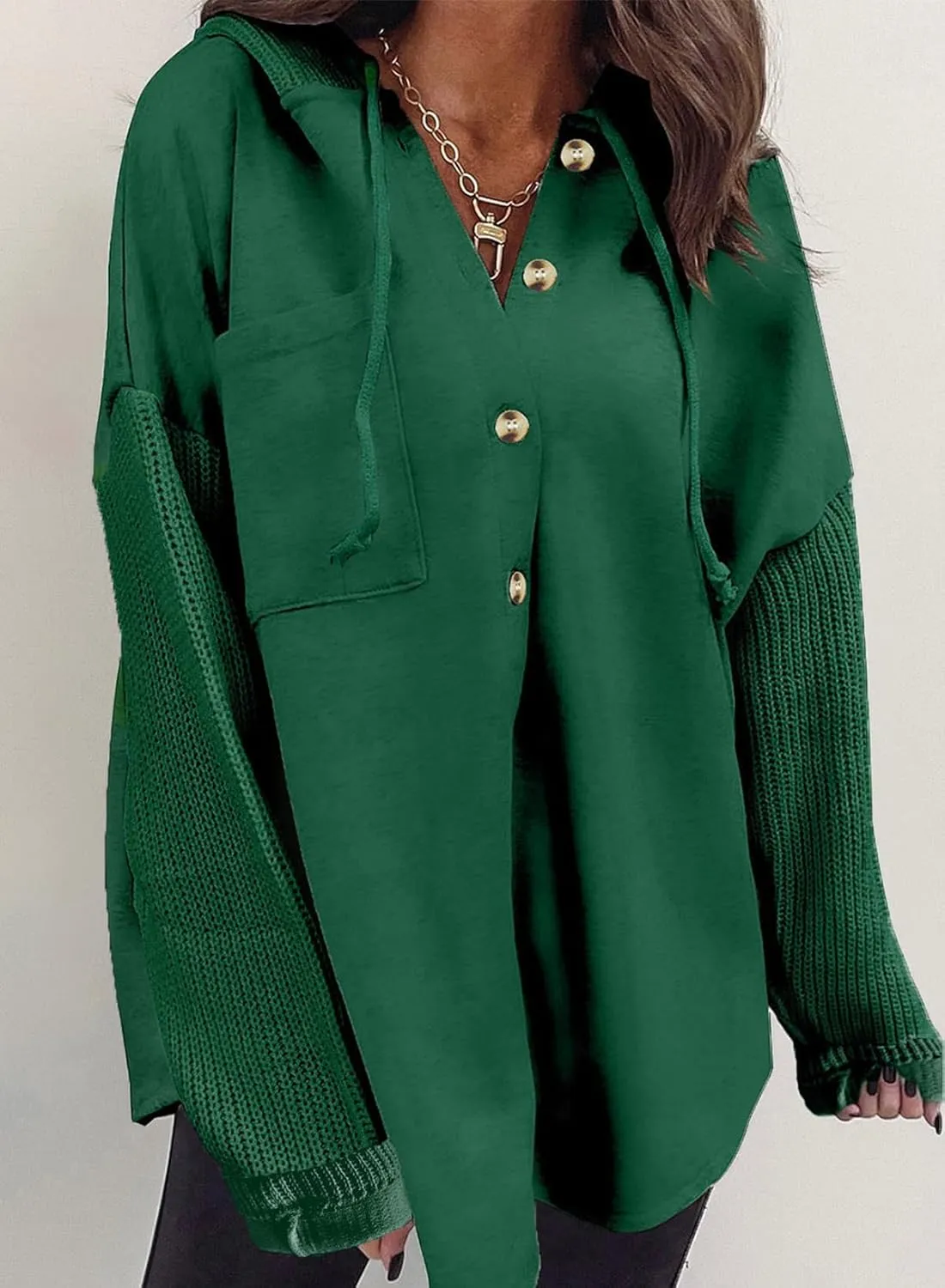 SHEWIN Oversized Sweatshirt for Women Loose Fit Casual Long Sleeve Button Hooded Sweatshirts Hoodies with Pocket