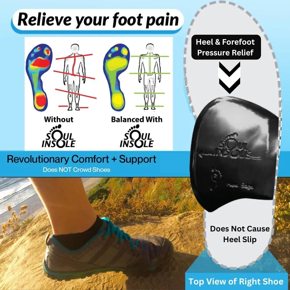 Shoe Bubble Orthotic Insole – Memory Gel Insoles for Plantar Fasciitis, Pronation, Heel Pain, Arch Supports, Midfoot Support (Black (Thinner Support), Large)