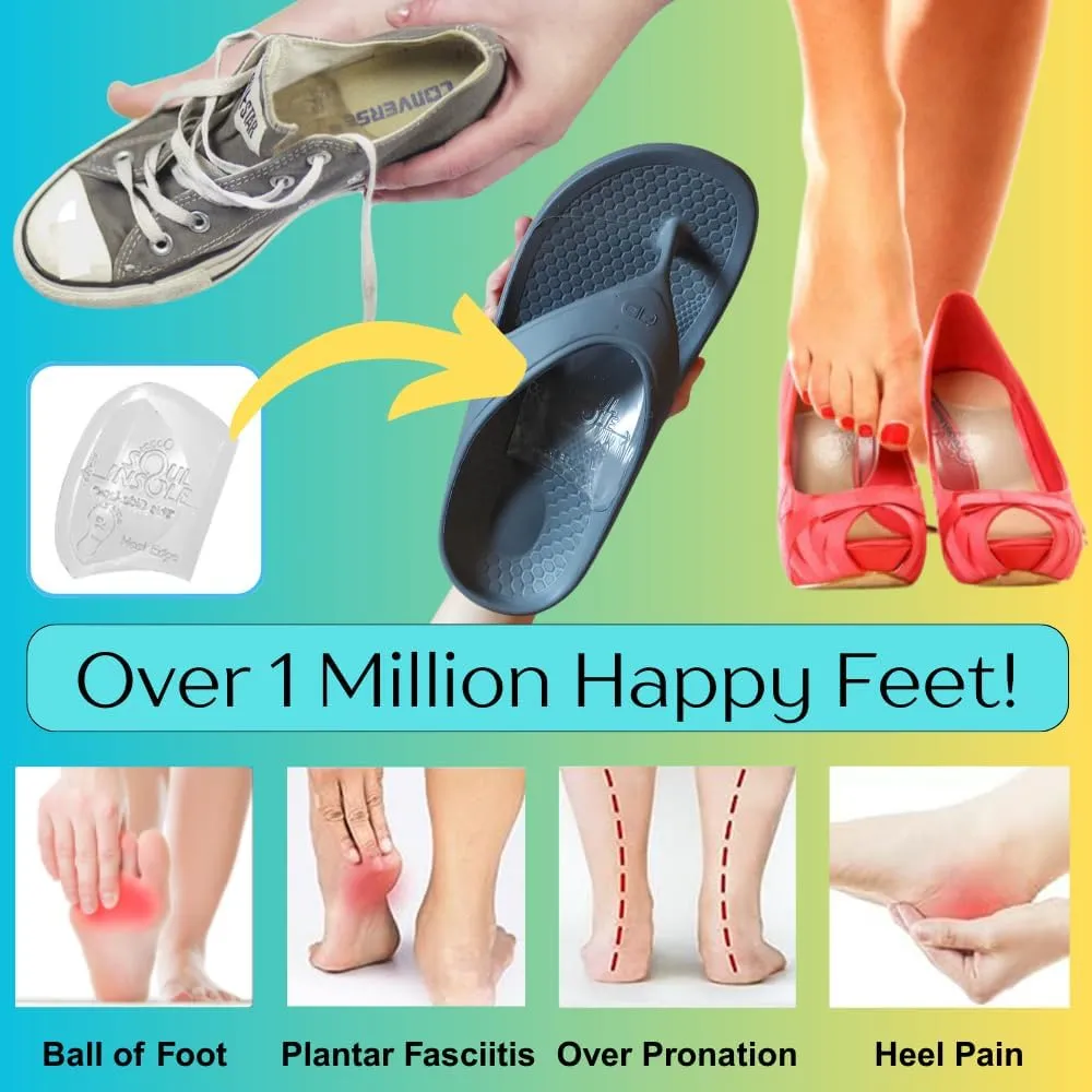 Shoe Bubble Orthotic Insole – Memory Gel Insoles for Plantar Fasciitis, Pronation, Heel Pain, Arch Supports, Midfoot Support (Transparent (Thicker Support), Large)