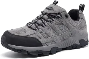 SHULOOK Men's Waterproof Hiking Shoes Lightweight Anti Slip Outdoor Ankle Boots Breathable Hike Trekking Trails Shoe
