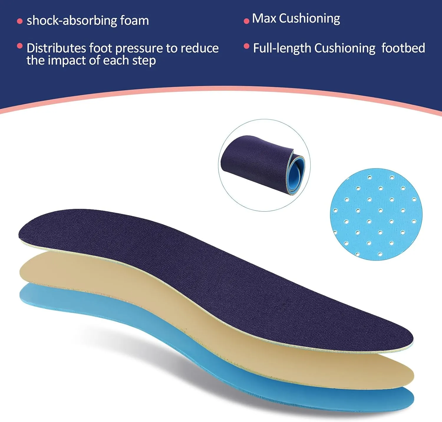 Sintege 4 Pairs Breathable Shoe Insoles for Men and Women Soft Sweat Absorbing Insoles for Daily Comfort Replacement Improve Foot Posture Balance Strength (Classic,11.8 Inches)