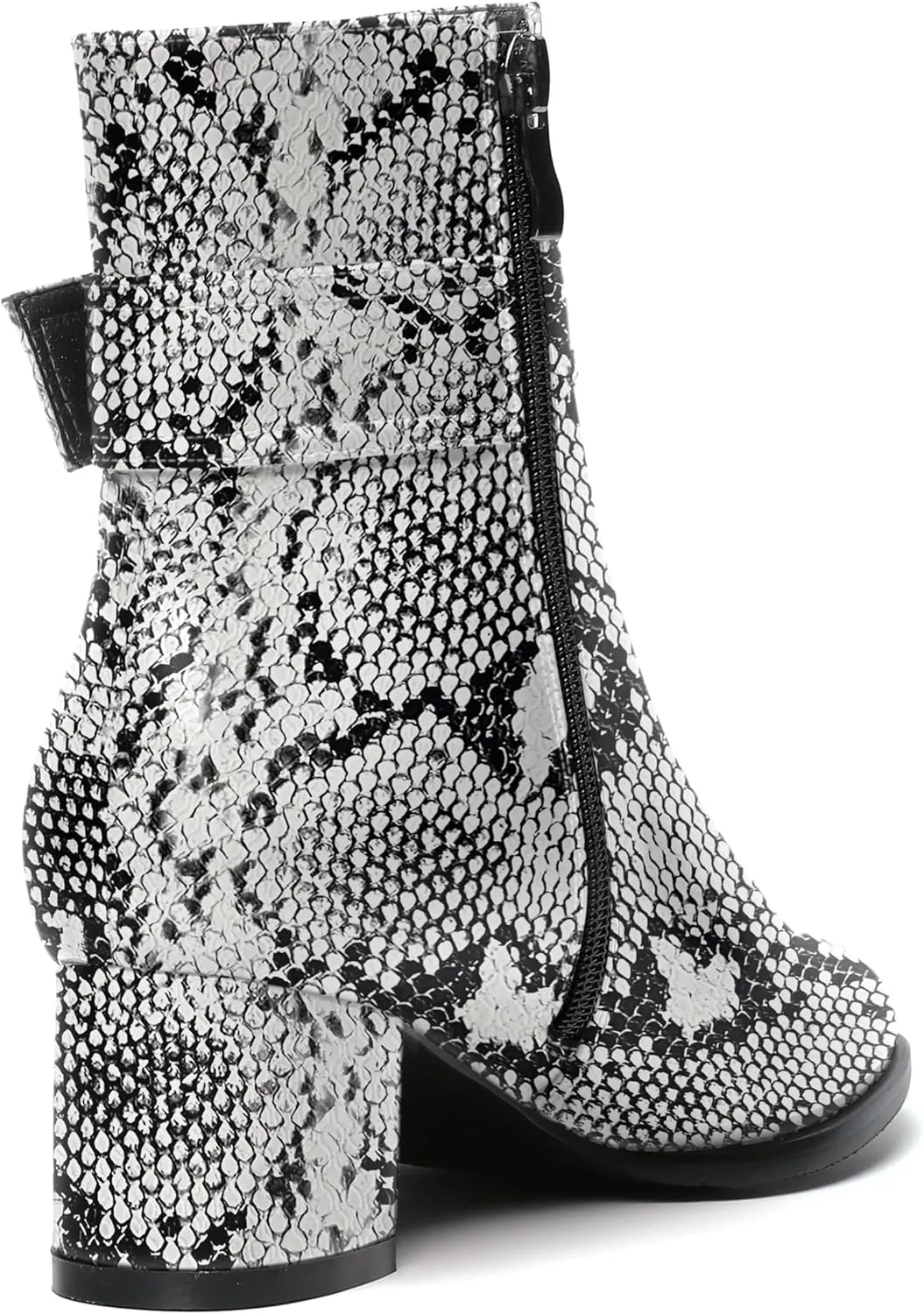 SKYSTERRY Womens Zip Fashion Patent Round Toe Outdoor Chunky Low Heel Ankle High Boots 2 Inch