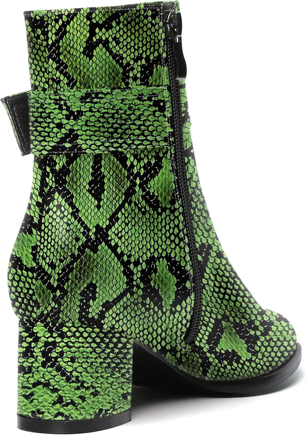 SKYSTERRY Womens Zip Fashion Patent Round Toe Outdoor Chunky Low Heel Ankle High Boots 2 Inch