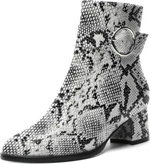 SKYSTERRY Womens Zip Fashion Patent Round Toe Outdoor Chunky Low Heel Ankle High Boots 2 Inch