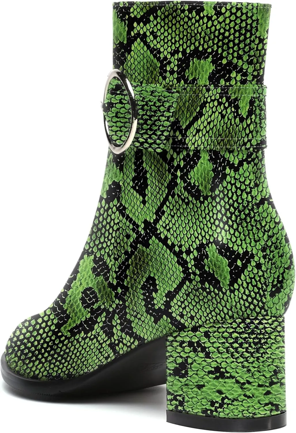 SKYSTERRY Womens Zip Fashion Patent Round Toe Outdoor Chunky Low Heel Ankle High Boots 2 Inch