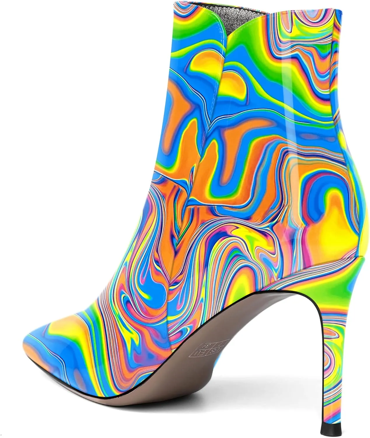 SKYSTERRY Womens Zip Pointed Toe Patent Party Fashion Stiletto High Heel Ankle High Boots 3.3 Inch