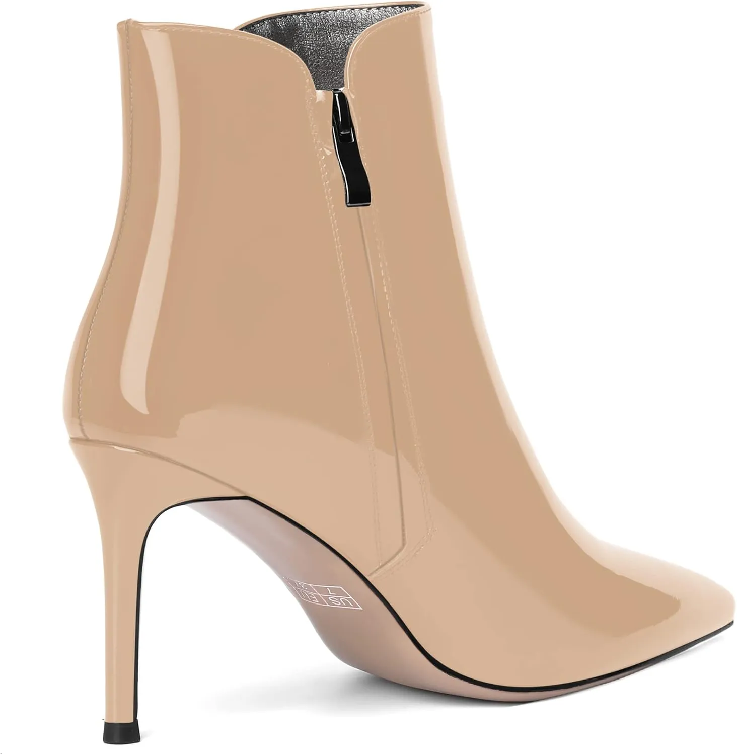 SKYSTERRY Womens Zip Pointed Toe Patent Party Fashion Stiletto High Heel Ankle High Boots 3.3 Inch