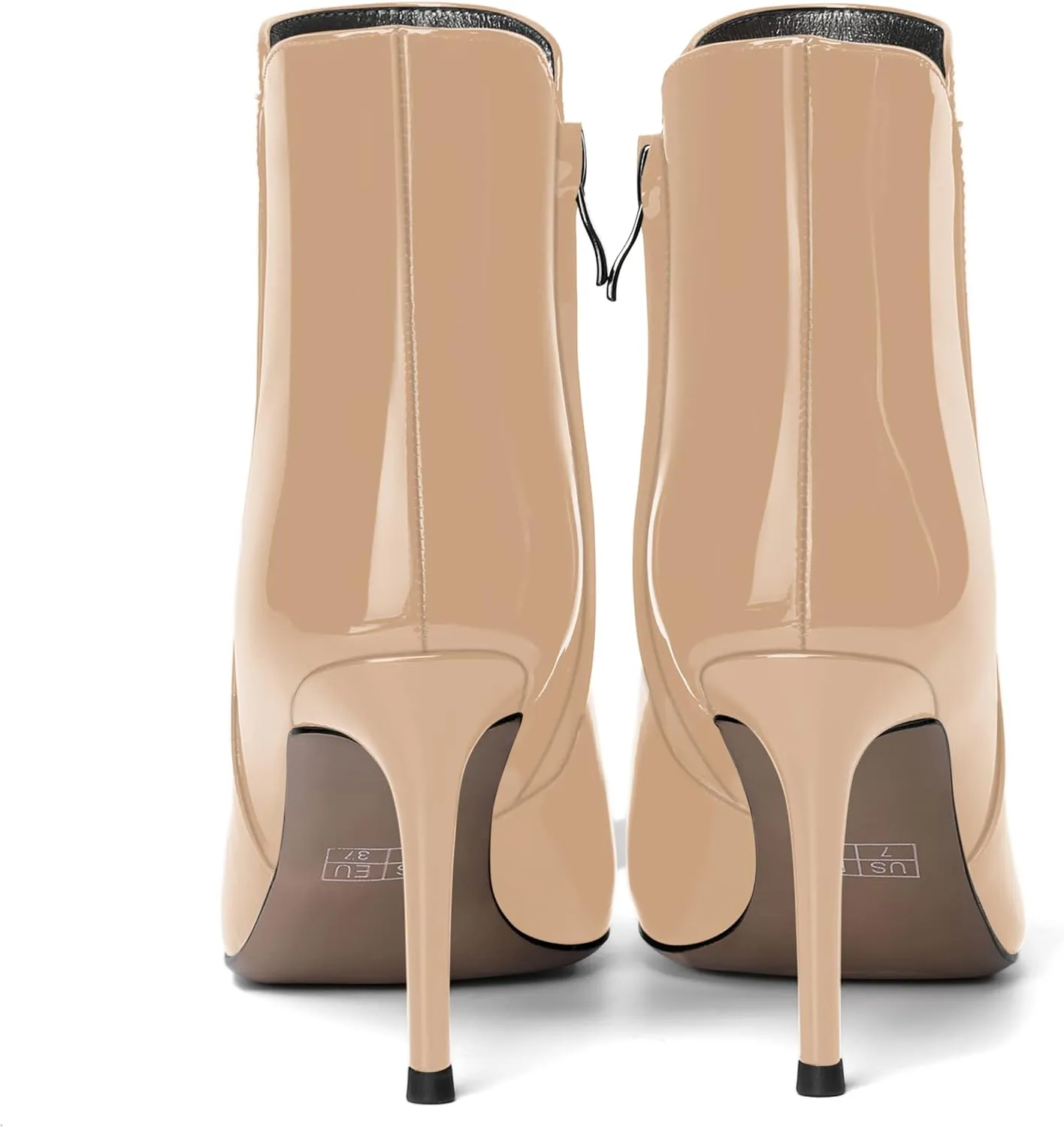 SKYSTERRY Womens Zip Pointed Toe Patent Party Fashion Stiletto High Heel Ankle High Boots 3.3 Inch