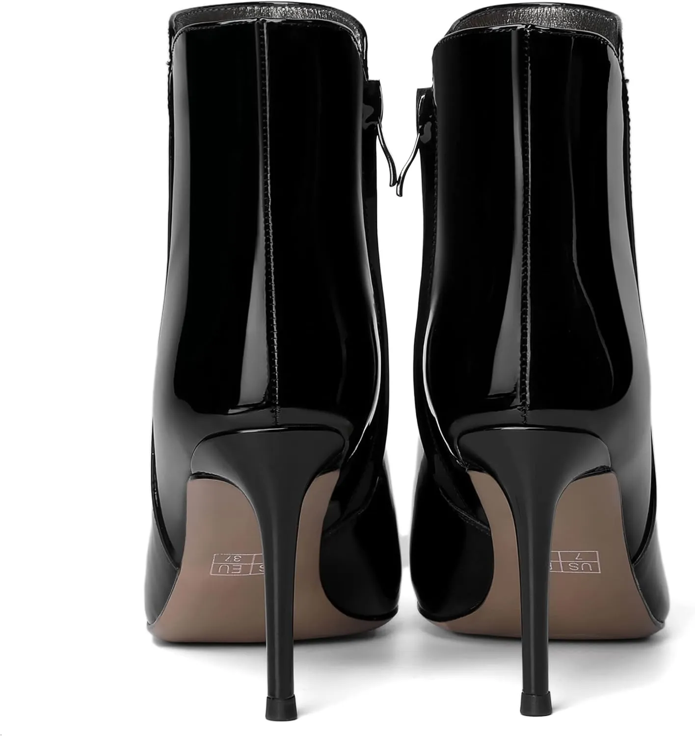SKYSTERRY Womens Zip Pointed Toe Patent Party Fashion Stiletto High Heel Ankle High Boots 3.3 Inch