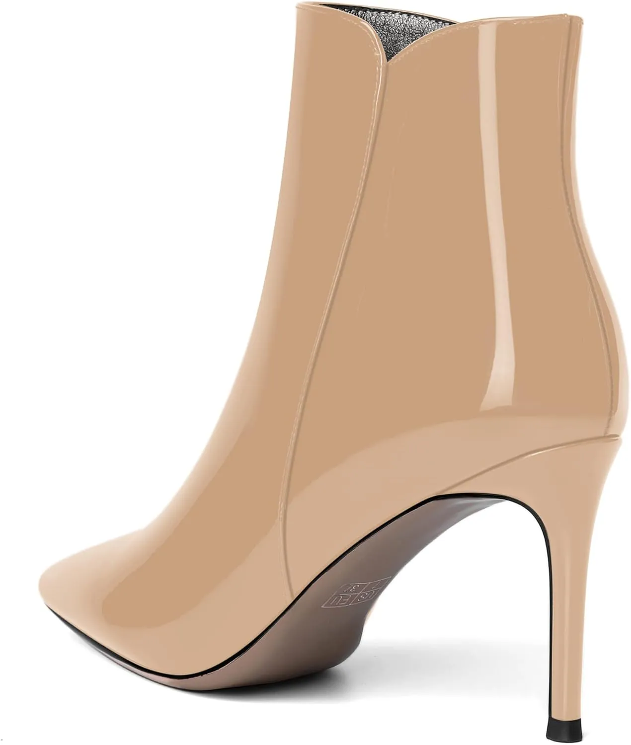 SKYSTERRY Womens Zip Pointed Toe Patent Party Fashion Stiletto High Heel Ankle High Boots 3.3 Inch