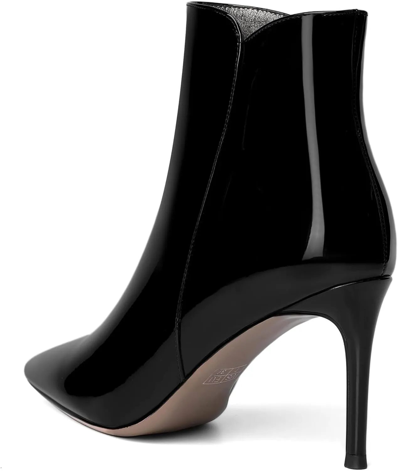 SKYSTERRY Womens Zip Pointed Toe Patent Party Fashion Stiletto High Heel Ankle High Boots 3.3 Inch