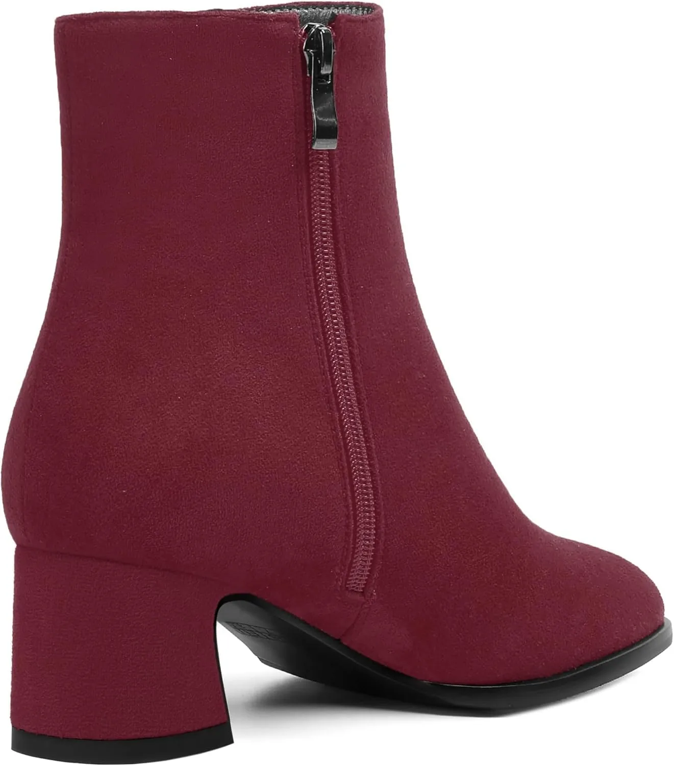 SKYSTERRY Womens Zip Round Toe Suede Outdoor Dress Chunky Low Heel Ankle High Boots 2 Inch