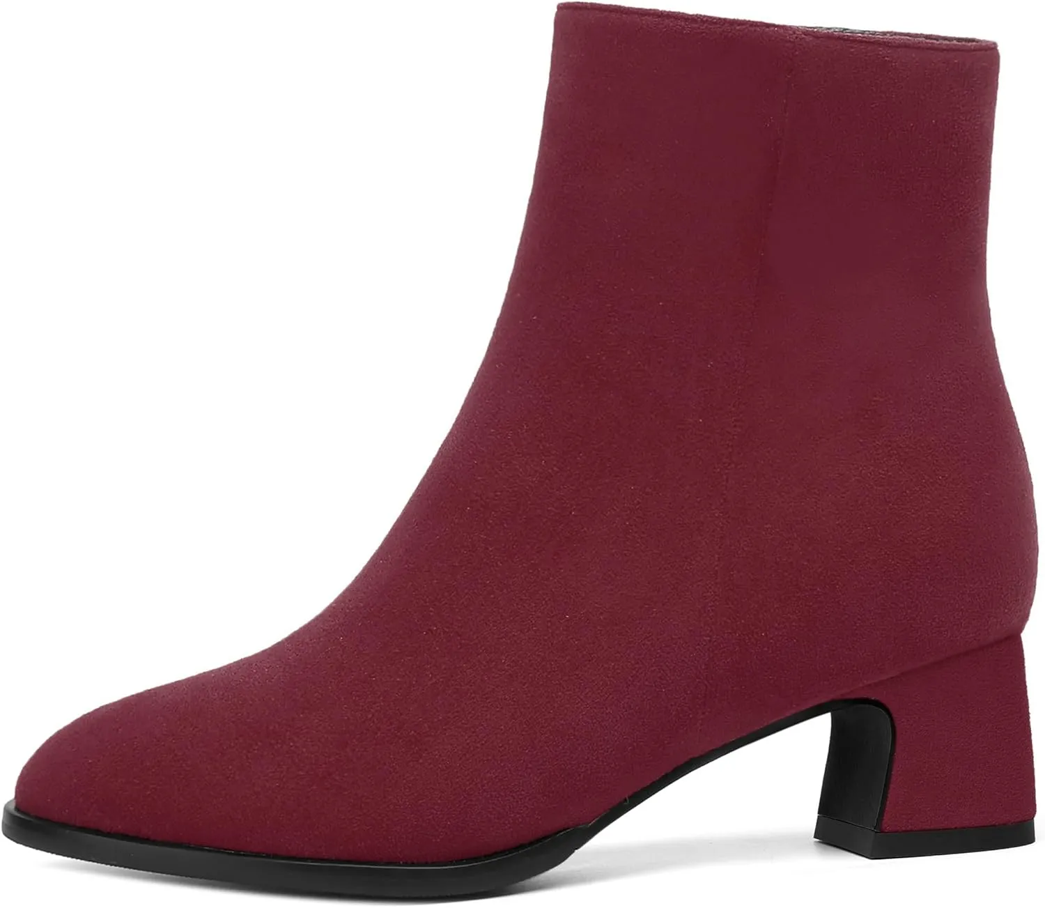 SKYSTERRY Womens Zip Round Toe Suede Outdoor Dress Chunky Low Heel Ankle High Boots 2 Inch