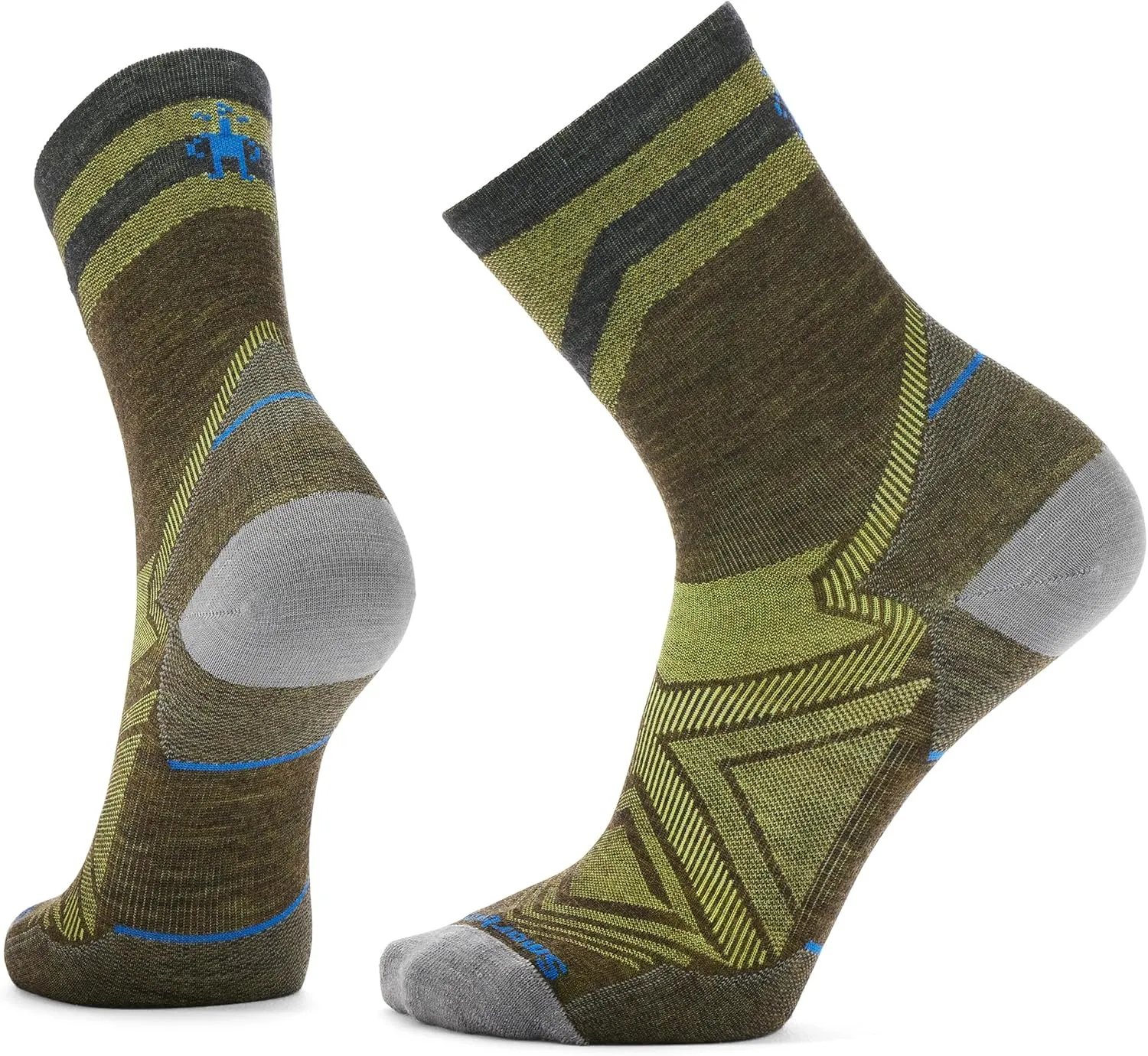 Smartwool Men's Run Zero Cushion Mid Crew Pattern Socks