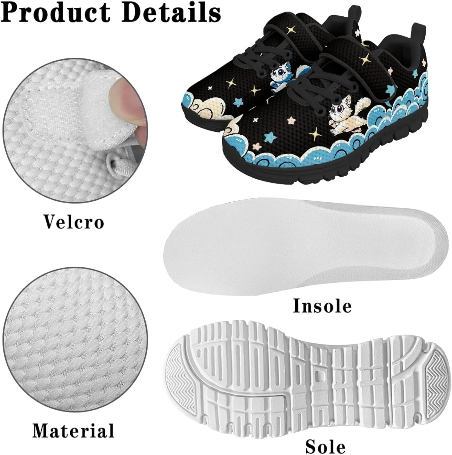 Sneakers for Boys Girls Lightweight Strap Athletic Kids Running Shoes Comfortable Sports Tennis Shoes Walking Shoes