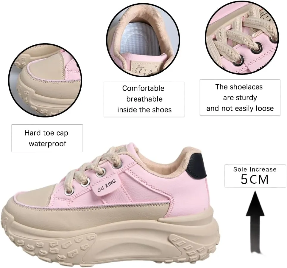 Sneakers for Women,Lace Up Thick Soled Non Slip Sports Shoes, Breathable, Stylish,Running,Shopping