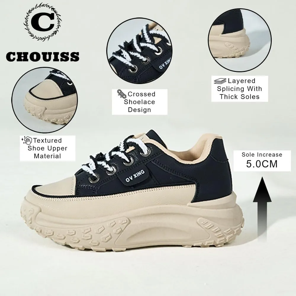 Sneakers for Women,Lace Up Thick Soled Non Slip Sports Shoes, Breathable, Stylish,Running,Shopping