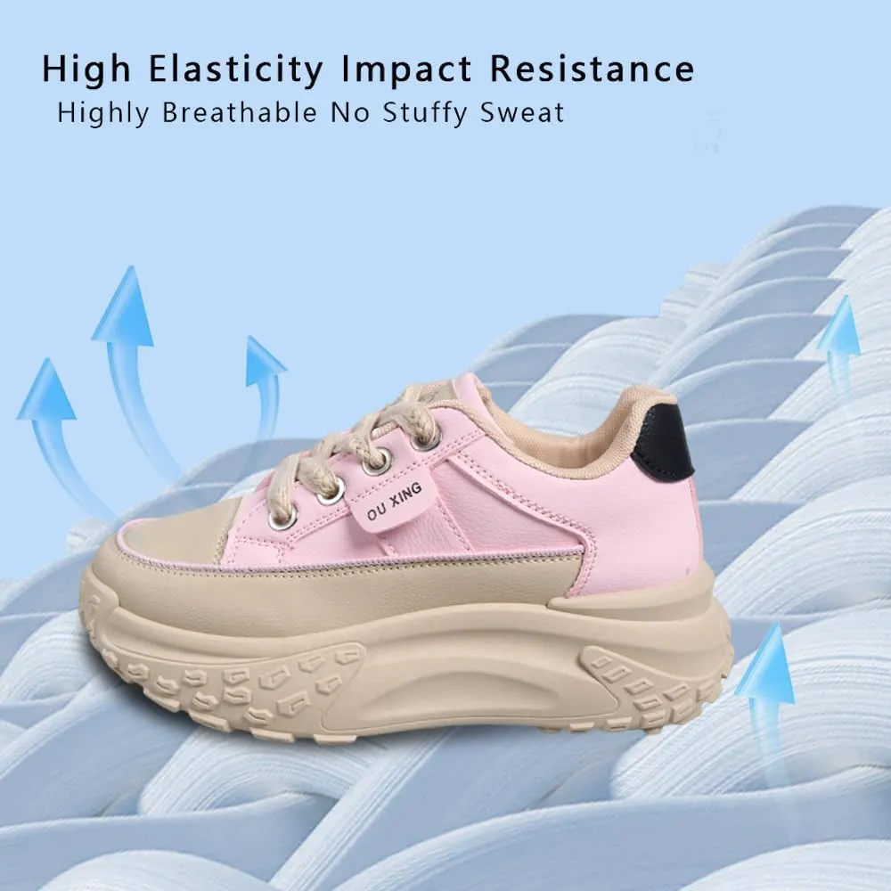 Sneakers for Women,Lace Up Thick Soled Non Slip Sports Shoes, Breathable, Stylish,Running,Shopping