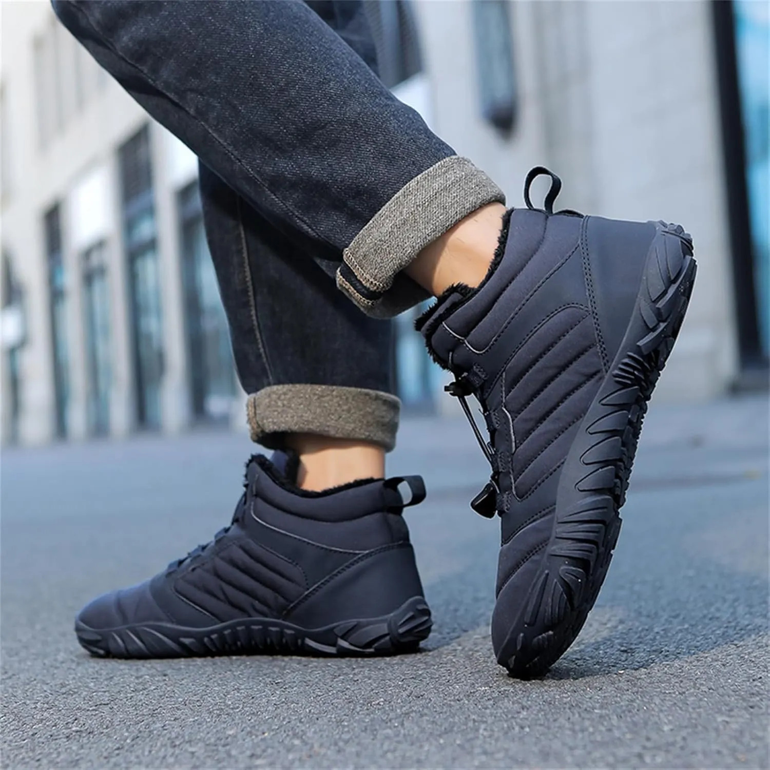Snow Boots for Mens Womens Non-Slip Waterproof Cold-Proof Outdoor Hiking Sneakers Winter Warm Cotton Shoes