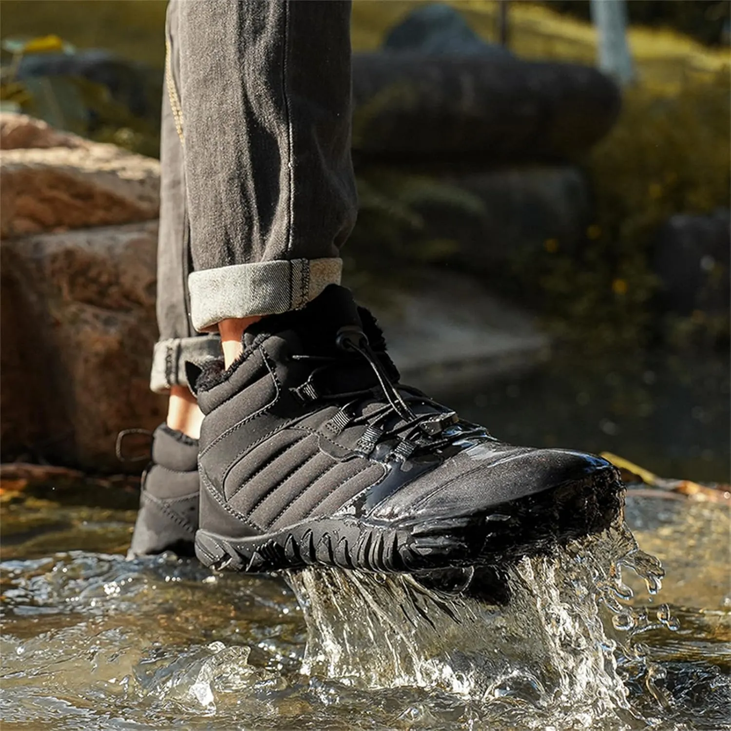 Snow Boots for Mens Womens Non-Slip Waterproof Cold-Proof Outdoor Hiking Sneakers Winter Warm Cotton Shoes