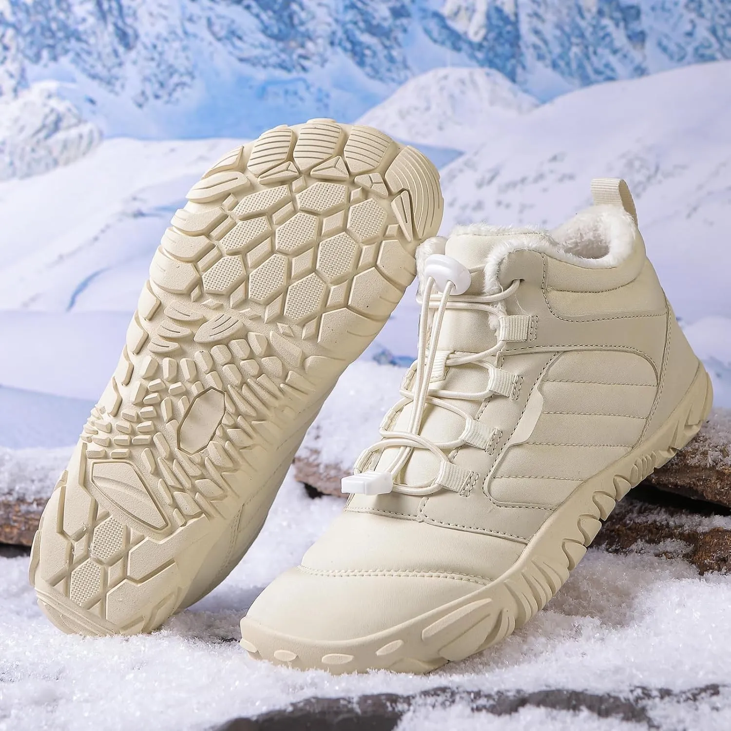 Snow Boots for Mens Womens Non-Slip Waterproof Cold-Proof Outdoor Hiking Sneakers Winter Warm Cotton Shoes